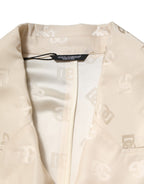 Dolce & Gabbana Beige Polyester Logo Monogram Coat Jacket - Eljoys Fashion 