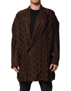 Dolce & Gabbana Brown Polyester Logo Monogram Coat Jacket - Eljoys Fashion 