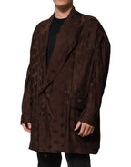 Dolce & Gabbana Brown Polyester Logo Monogram Coat Jacket - Eljoys Fashion 