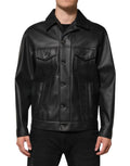 Dolce & Gabbana Black Polyester Button Down Biker Jacket - Eljoys Fashion 