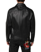 Dolce & Gabbana Black Polyester Button Down Biker Jacket - Eljoys Fashion 