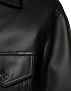 Dolce & Gabbana Black Polyester Button Down Biker Jacket - Eljoys Fashion 
