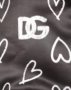 Dolce & Gabbana Black Polyester Heart Print Bomber Jacket - Eljoys Fashion 