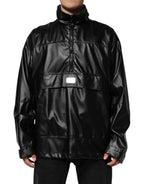 Dolce & Gabbana Black Polyester Logo Plaque Bomber Jacket - Eljoys Fashion 