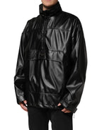Dolce & Gabbana Black Polyester Logo Plaque Bomber Jacket - Eljoys Fashion 