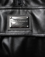 Dolce & Gabbana Black Polyester Logo Plaque Bomber Jacket - Eljoys Fashion 