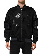 Dolce & Gabbana Black Wool Logo DG Mania Men Bomber Jacket - Eljoys Fashion 