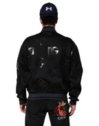 Dolce & Gabbana Black Wool Logo DG Mania Men Bomber Jacket - Eljoys Fashion 