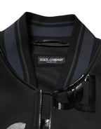 Dolce & Gabbana Black Wool Logo DG Mania Men Bomber Jacket - Eljoys Fashion 