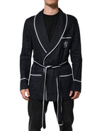 Dolce & Gabbana Dark Blue DG Embroidery Jacket Robe Blazer - Eljoys Fashion 