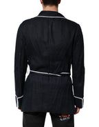Dolce & Gabbana Dark Blue DG Embroidery Jacket Robe Blazer - Eljoys Fashion 