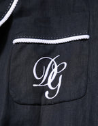 Dolce & Gabbana Dark Blue DG Embroidery Jacket Robe Blazer - Eljoys Fashion 