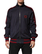 Dolce & Gabbana Blue Red Striped Logo Plaque Full Zip Jacket - Eljoys Fashion 
