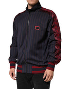 Dolce & Gabbana Blue Red Striped Logo Plaque Full Zip Jacket - Eljoys Fashion 