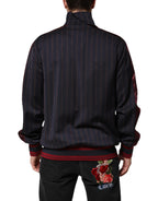 Dolce & Gabbana Blue Red Striped Logo Plaque Full Zip Jacket - Eljoys Fashion 