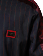 Dolce & Gabbana Blue Red Striped Logo Plaque Full Zip Jacket - Eljoys Fashion 