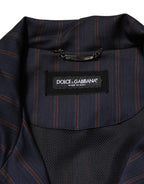 Dolce & Gabbana Blue Red Striped Logo Plaque Full Zip Jacket - Eljoys Fashion 