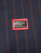 Dolce & Gabbana Blue Red Striped Logo Plaque Full Zip Jacket - Eljoys Fashion 
