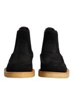 Dolce & Gabbana Black Calf Suede Slip On Ankle Boots Shoes - Eljoys Fashion 
