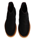 Dolce & Gabbana Black Calf Suede Slip On Ankle Boots Shoes - Eljoys Fashion 