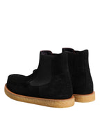 Dolce & Gabbana Black Calf Suede Slip On Ankle Boots Shoes - Eljoys Fashion 