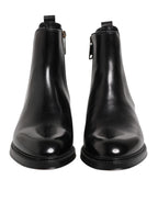 Dolce & Gabbana Black Chelsea Leather Mid Calf Boots Shoes - Eljoys Fashion 