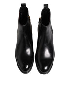 Dolce & Gabbana Black Chelsea Leather Mid Calf Boots Shoes - Eljoys Fashion 