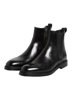 Dolce & Gabbana Black Chelsea Leather Mid Calf Boots Shoes - Eljoys Fashion 