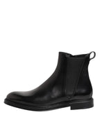 Dolce & Gabbana Black Chelsea Leather Mid Calf Boots Shoes - Eljoys Fashion 