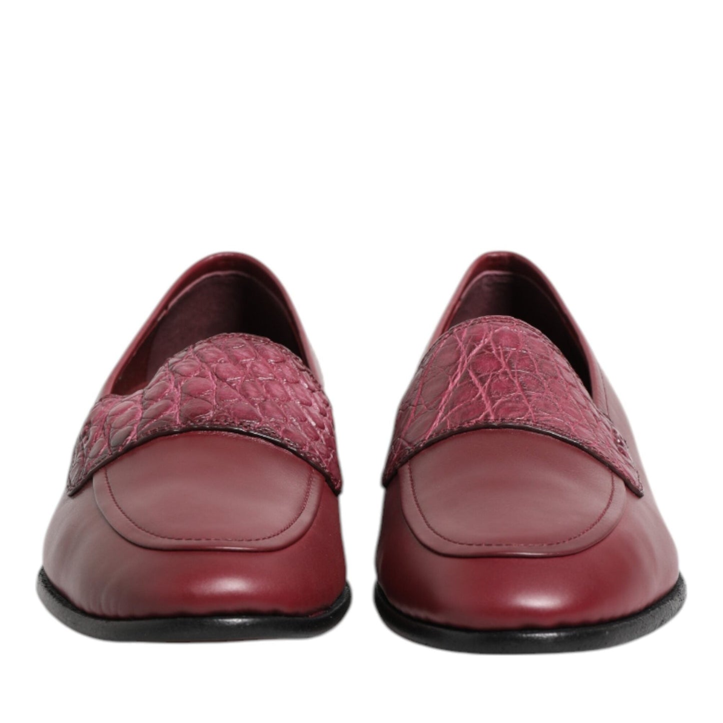 Dolce & Gabbana Burgundy Leather Formal Slip On Shoes