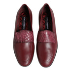 Dolce & Gabbana Burgundy Leather Formal Slip On Shoes