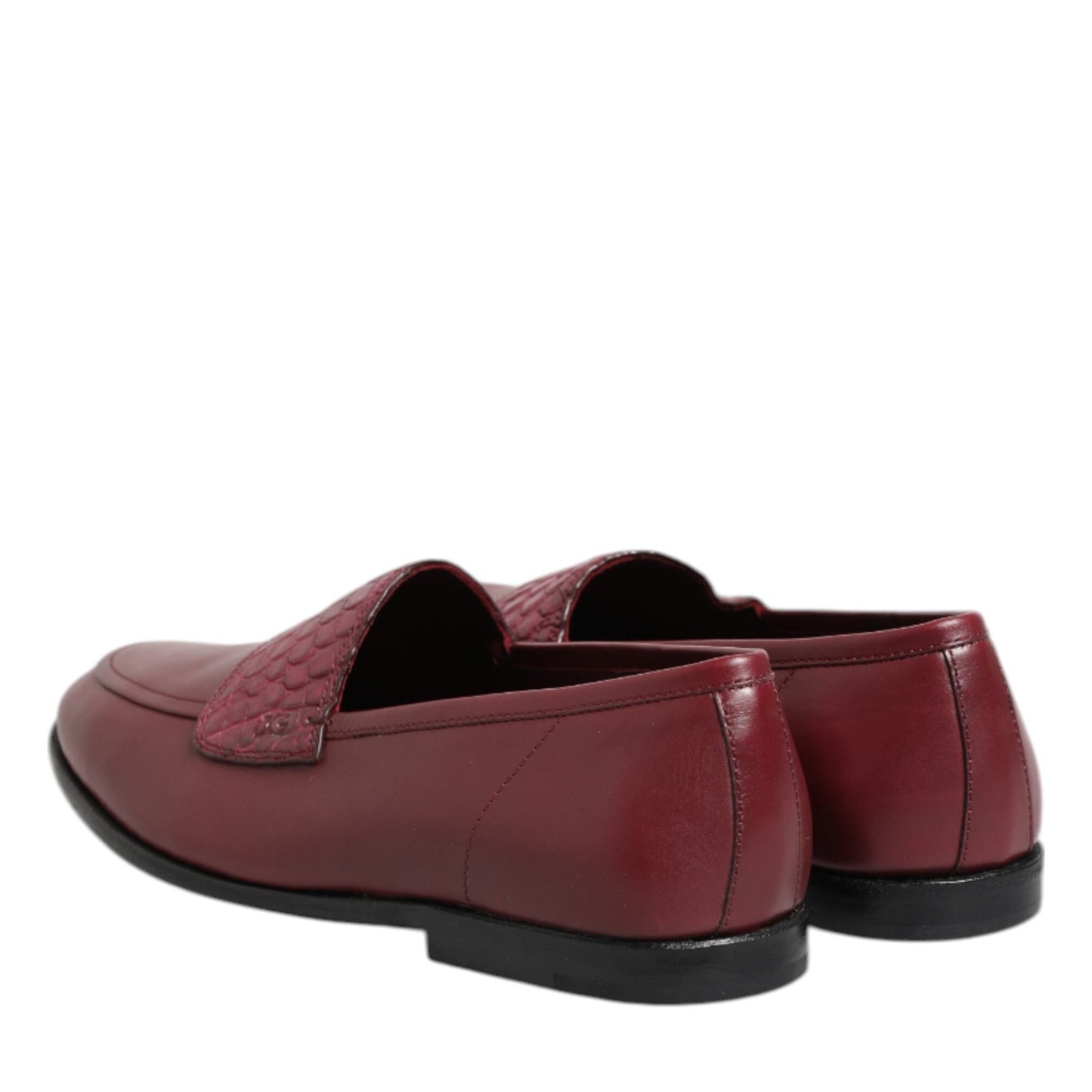 Dolce & Gabbana Burgundy Leather Formal Slip On Shoes