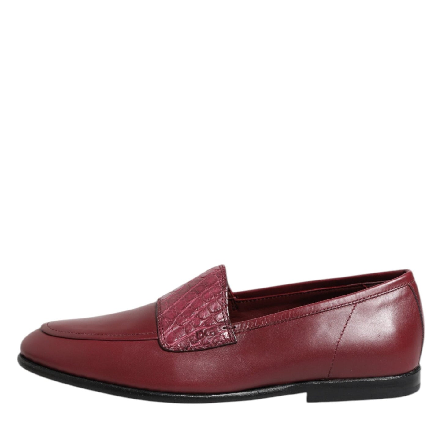 Dolce & Gabbana Burgundy Leather Formal Slip On Shoes