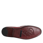 Dolce & Gabbana Burgundy Leather Formal Slip On Shoes