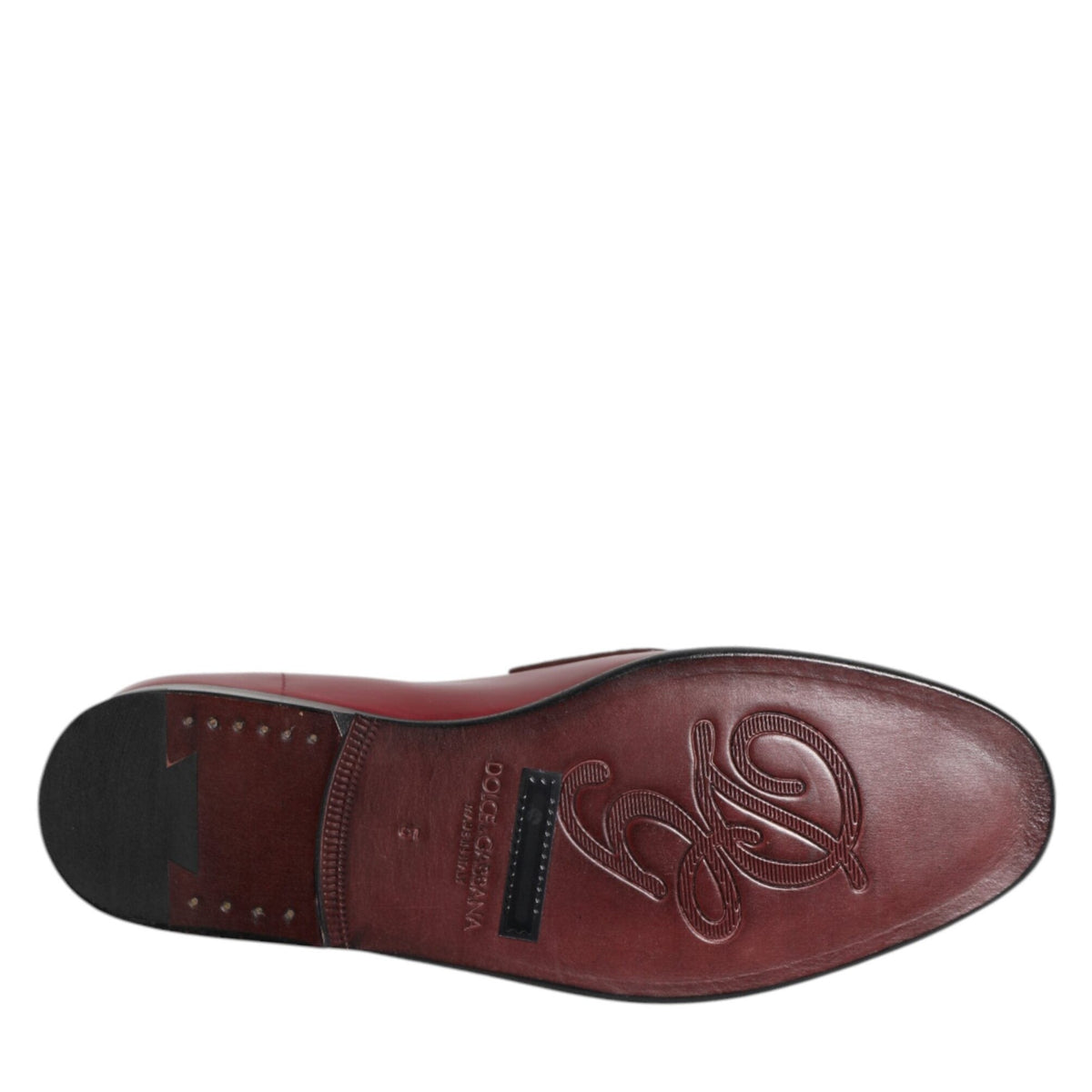 Dolce & Gabbana Burgundy Leather Formal Slip On Shoes