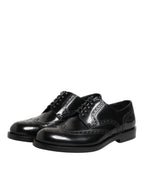 Dolce & Gabbana Black Leather Derby Wingtip Formal Shoes - Eljoys Fashion 