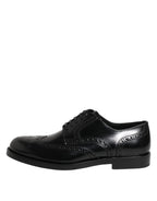 Dolce & Gabbana Black Leather Derby Wingtip Formal Shoes - Eljoys Fashion 