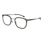 Hugo Boss bicolor stainless steel eyeglass frames with sleek design and adjustable temples, stylish and durable eyewear.