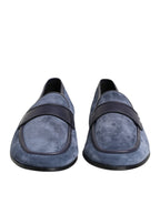 Dolce & Gabbana Blue Suede Leather Loafers Moccasin Shoes - Eljoys Fashion 