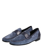 Dolce & Gabbana Blue Suede Leather Loafers Moccasin Shoes - Eljoys Fashion 