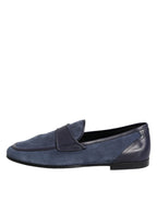 Dolce & Gabbana Blue Suede Leather Loafers Moccasin Shoes - Eljoys Fashion 