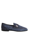 Dolce & Gabbana Blue Suede Leather Loafers Moccasin Shoes - Eljoys Fashion 