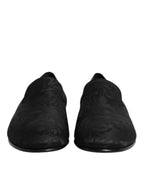 Dolce & Gabbana Black Floral Brocade Loafers Men Dress Shoes - Eljoys Fashion 