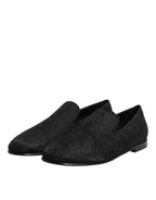 Dolce & Gabbana Black Floral Brocade Loafers Men Dress Shoes - Eljoys Fashion 