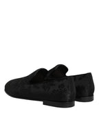 Dolce & Gabbana Black Floral Brocade Loafers Men Dress Shoes - Eljoys Fashion 