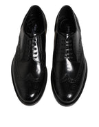 Dolce & Gabbana Black Leather Derby Wingtip Formal Shoes - Eljoys Fashion 