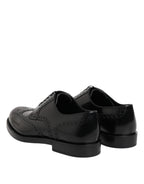 Dolce & Gabbana Black Leather Derby Wingtip Formal Shoes - Eljoys Fashion 