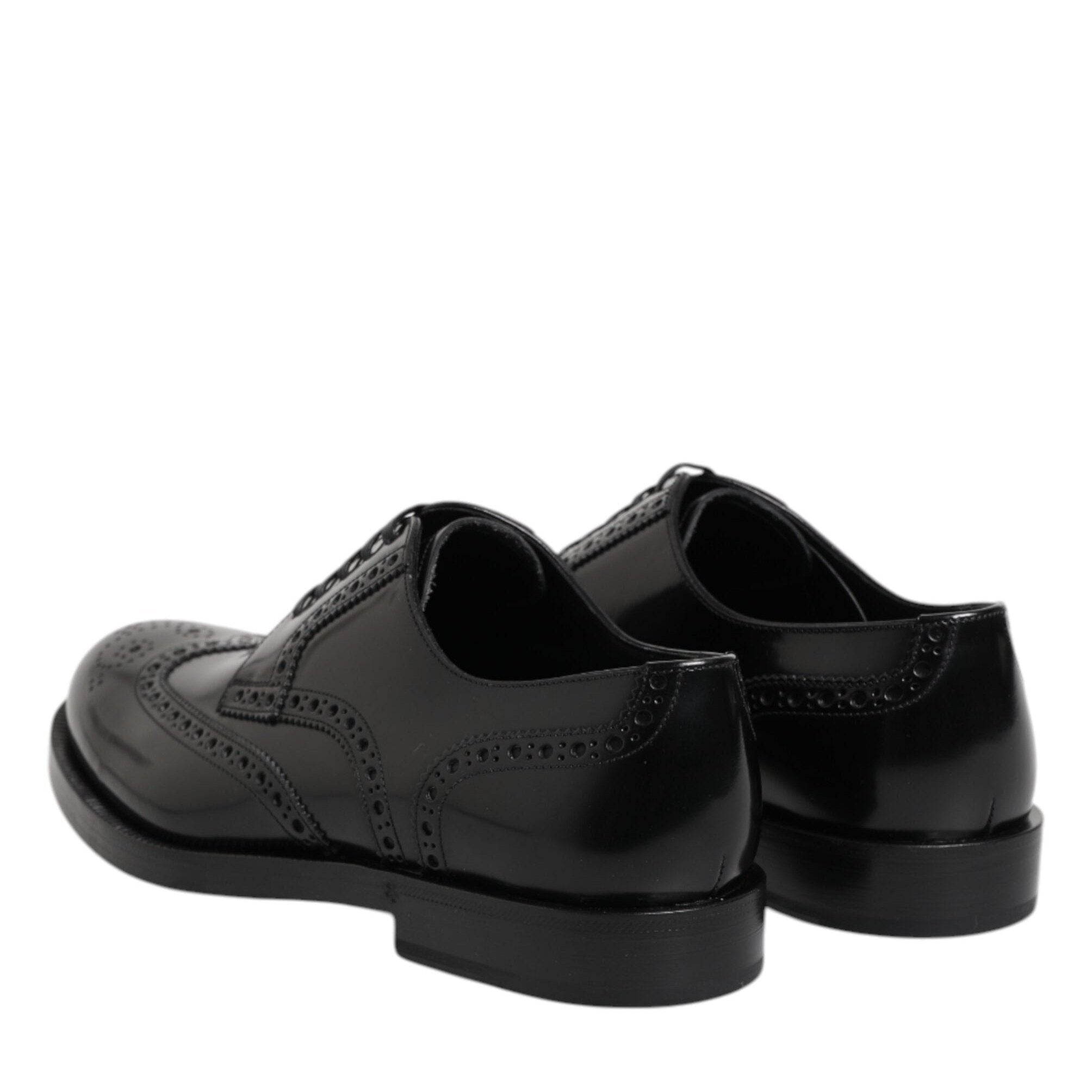 Dolce & Gabbana Black Leather Derby Wingtip Formal Shoes