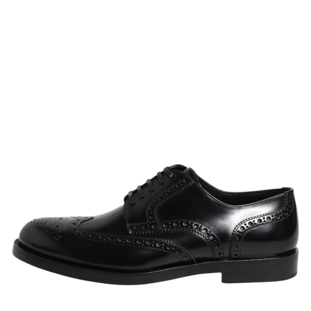 Dolce & Gabbana Black Leather Derby Wingtip Formal Shoes