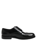 Dolce & Gabbana Black Leather Derby Wingtip Formal Shoes - Eljoys Fashion 